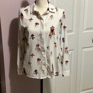 H&M Cream Long Sleeve Button Down Shirt